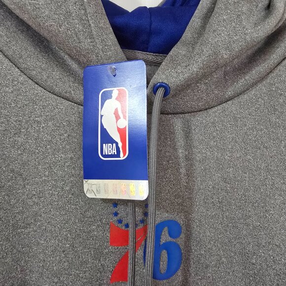 Philadelphia 76er's Men's NBA Pullover Hoodie Polyester Gray Blue Size 2XL NWT - Picture 2 of 8